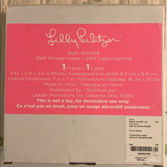 LILLY PULITZER  Wave after Wave frame New Home blue pink tropical cottagecore - Picture 4 of 4